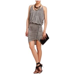 BCBGMAXAZRIA Doris Drape Asymetrical Zipper Snake Print Mini Dress Size Medium